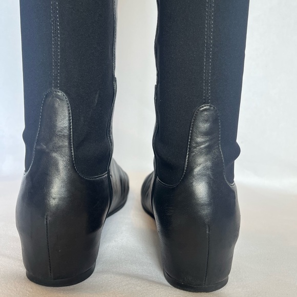 Stuart Weizman Black Leather Knee High Boots Size 9 - Picture 5 of 10
